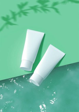 Kozmetik ürünü bir resim dosyası. Losyon ve nemlendirici ürün modelleme görüntüsü.