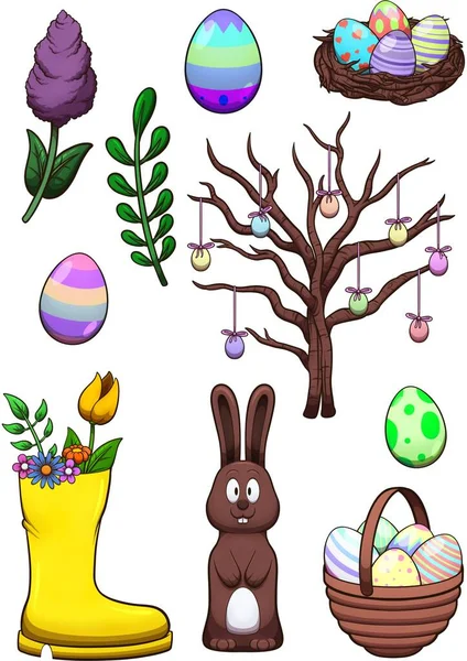 Easter Elements Clip Art Illustration Simple Gradients — Stock Photo, Image