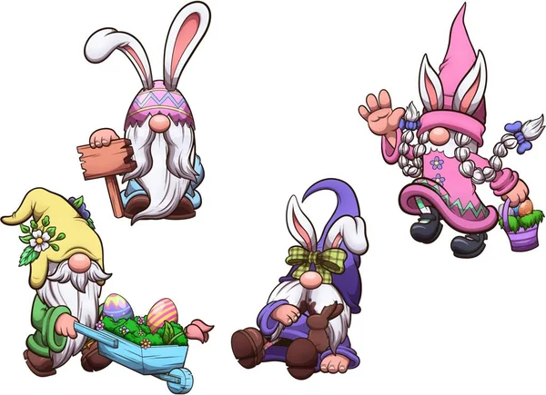 Easter Gnomes Clip Art Illustration Simple Gradients — Stock Photo, Image
