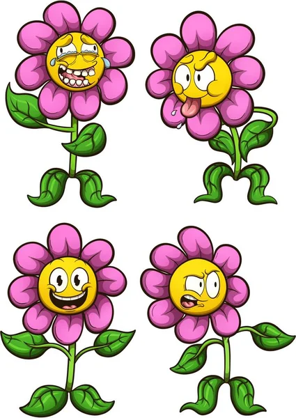 Ροζ Λουλούδι Καρτούν Εικονογράφηση Clip Τέχνης Απλές Κλίσεις — Φωτογραφία Αρχείου