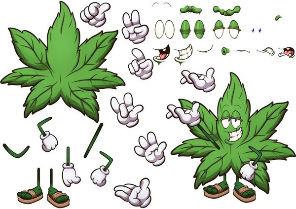 Weed Character Build Set. Clip art illustration with simple gradients.