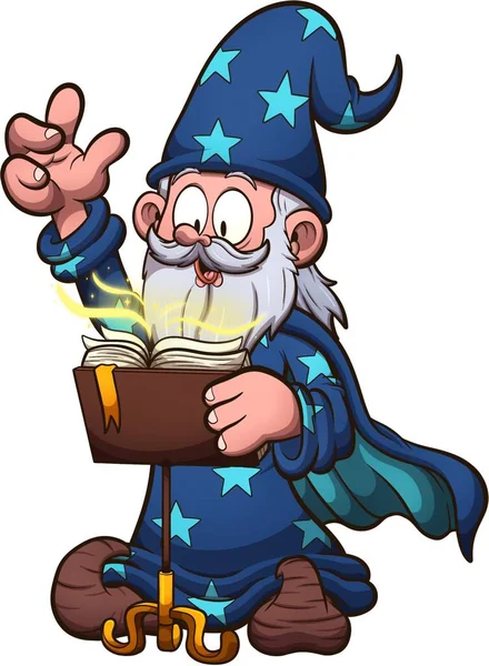 Wizard Casting Spell Clip Art Illustration Simple Gradients All One — Stock Photo, Image