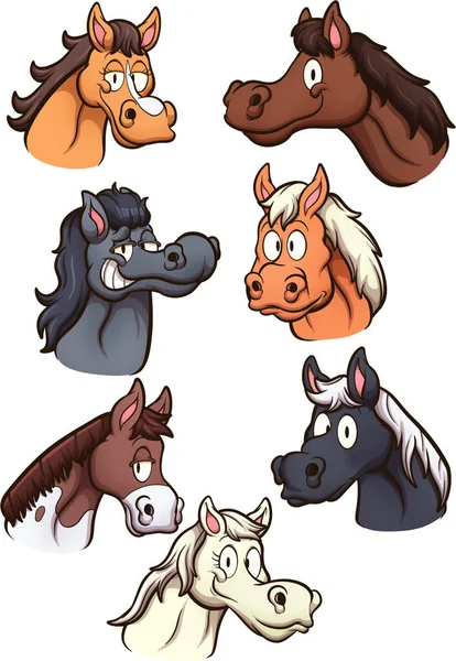 Cabeças Cavalo Dos Desenhos Animados Vector Clip Ilustração Arte Com —  Vetores de Stock