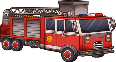 Çizgi film itfaiye aracı. Basit gradyanlı vektör klipsi çizimi. Hepsi tek bir katmanda..