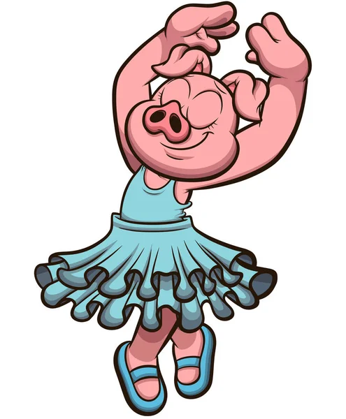 Schwein Tutu Vektor Clip Art Illustration Mit Einfachen Verläufen — Stockvektor