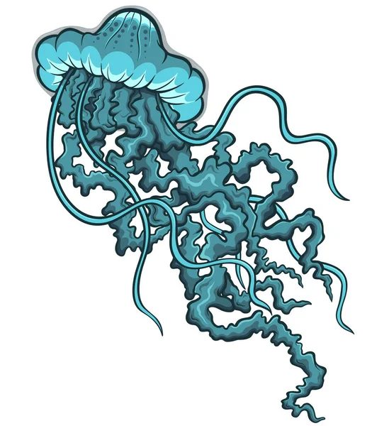 Mavi denizanası. Basit gradyanlı vektör klipsi çizimi.
