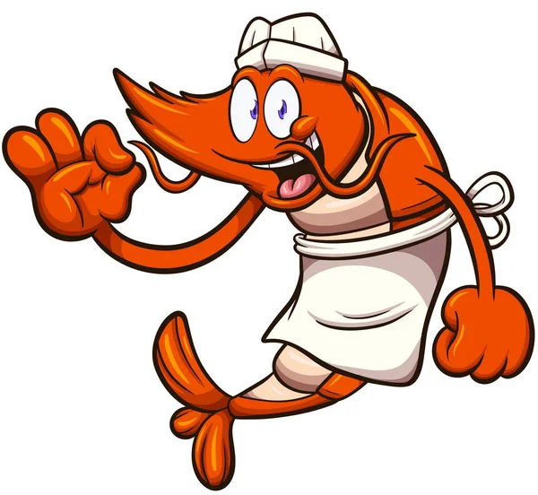 Shrimp Chef Illustrazione Vettoriale Con Pendenze Semplici — Vettoriale Stock