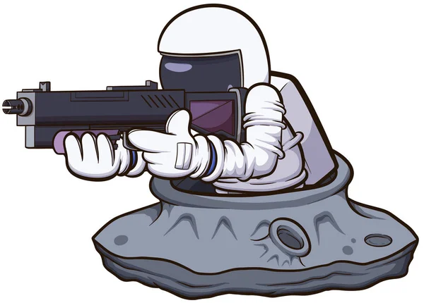 Astronauta Com Arma Vector Clip Ilustração Arte Com Gradientes Simples — Vetor de Stock