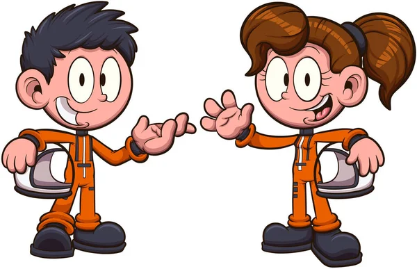 Bambini Astronauti Illustrazione Clip Art Vettoriale Con Semplici Gradienti — Vettoriale Stock
