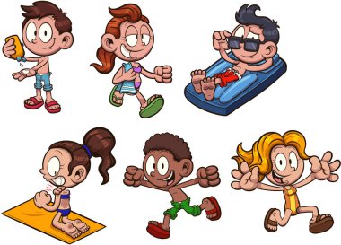 Yaz çocukları. Basit gradyanlı vektör illüstrasyonu.