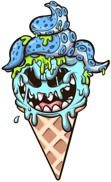 Ice Cream Cone Monster Illustration Vectorielle Avec Des Dégradés Simples — Image vectorielle