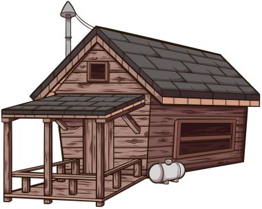 Ahşap kulübe. Basit gradyanlı vektör illüstrasyonu.