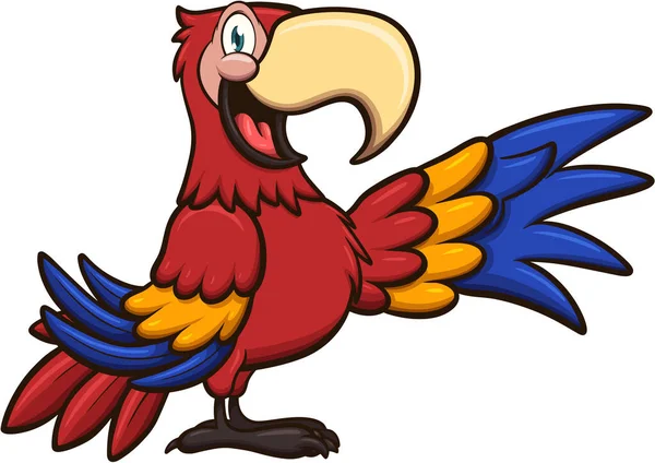 Vörös Rajzfilm Macaw Vektor Illusztráció Egyszerű Gradiensekkel — Stock Vector