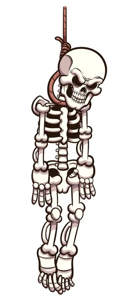 Inggris Cartoon Skeleton Hanging Gallows Ilustrasi Vektor Dengan Gradien Sederhana - Stok Vektor