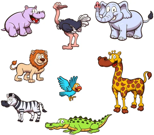 Cartoon Safari Animals. Vector clip art illustration with simple gradients.