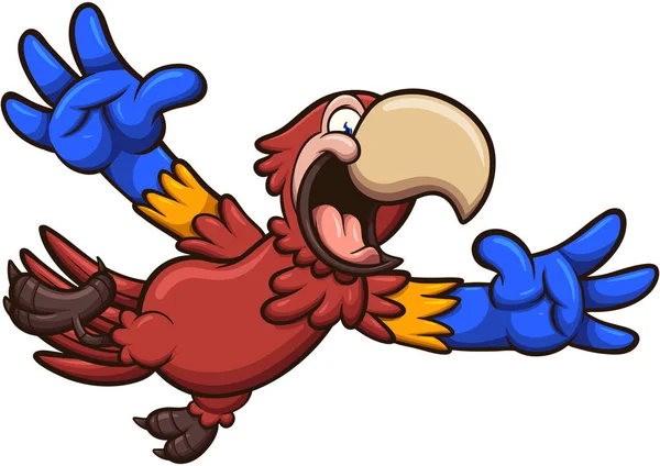 Cartoon Red Macaw Ilustração Vetorial Com Gradientes Simples —  Vetores de Stock