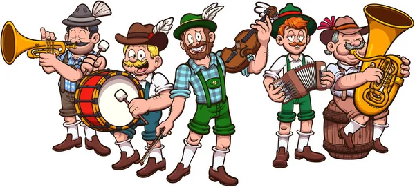 Oktoberfest Bavarian Musicians Set Ilustração Vetorial Com Gradientes Simples — Vetor de Stock