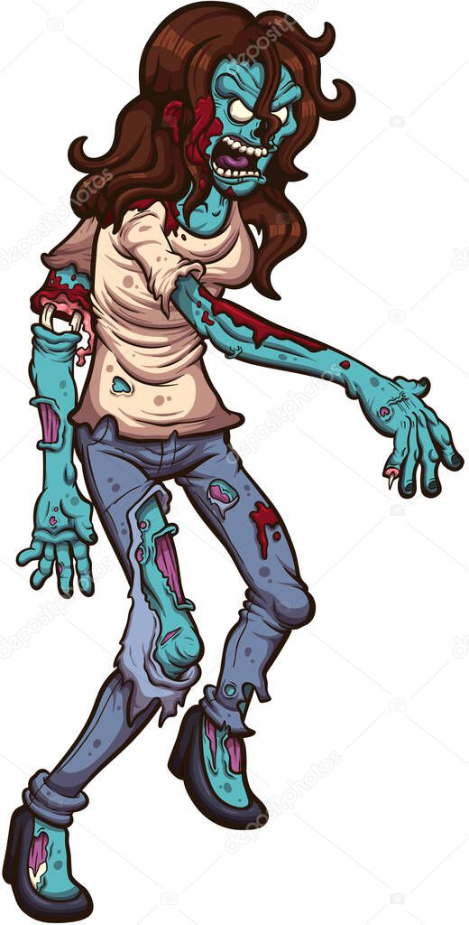 Walking Zombie. Vector illustration with simple gradients.