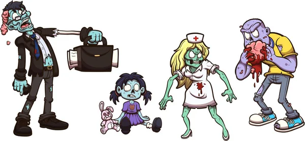 Zeichentrick Zombies Vektorillustration Mit Einfachen Verläufen — Stockvektor