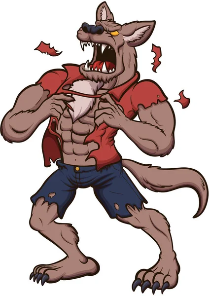 Howling Cartoon Werewolf Ilustración Vectorial Con Gradientes Simples — Archivo Imágenes Vectoriales