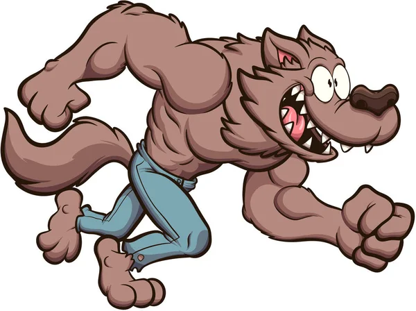 Laufender Werwolf Vektor Clip Art Illustration Mit Einfachen Verläufen — Stockvektor