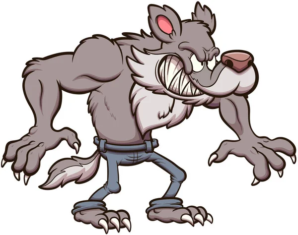 Böser Werwolf Vektor Clip Art Illustration Mit Einfachen Verläufen — Stockvektor