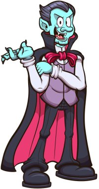 Karikatür Vampiri. Basit gradyanlı vektör illüstrasyonu. 