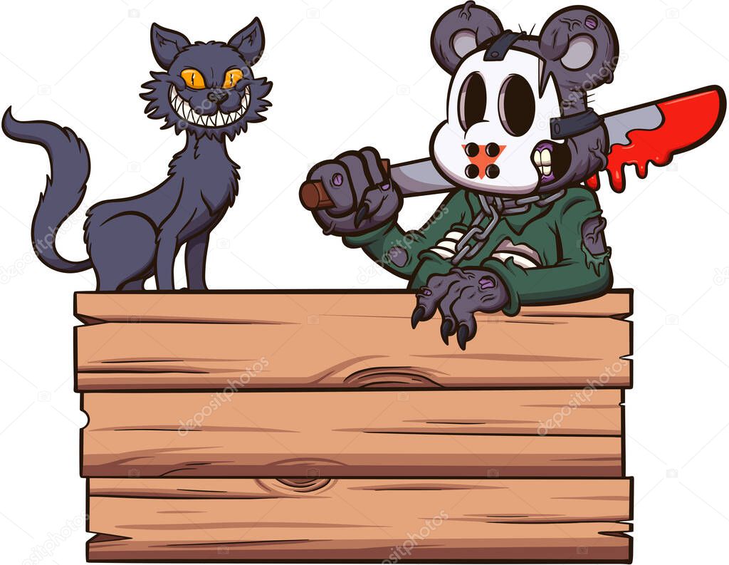 Friday The 13th Characters With Sign. Vector illustration with simple gradients.