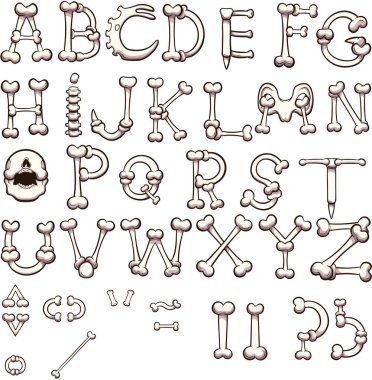 Kemik Alfabesi. Basit gradyanlı vektör illüstrasyonu.