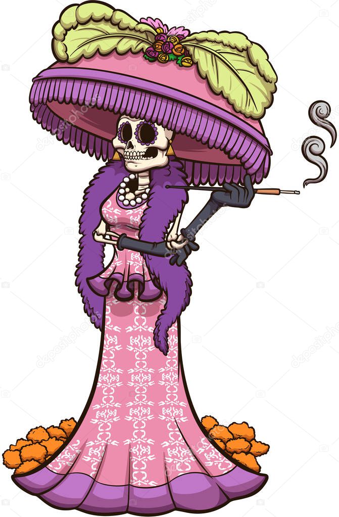 Mexican Catrina. Vector clip art illustration with simple gradients.
