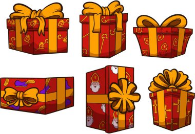 Aziz Nicholas çizgi filmi sunar. Basit gradyanlı vektör klipsi çizimi.