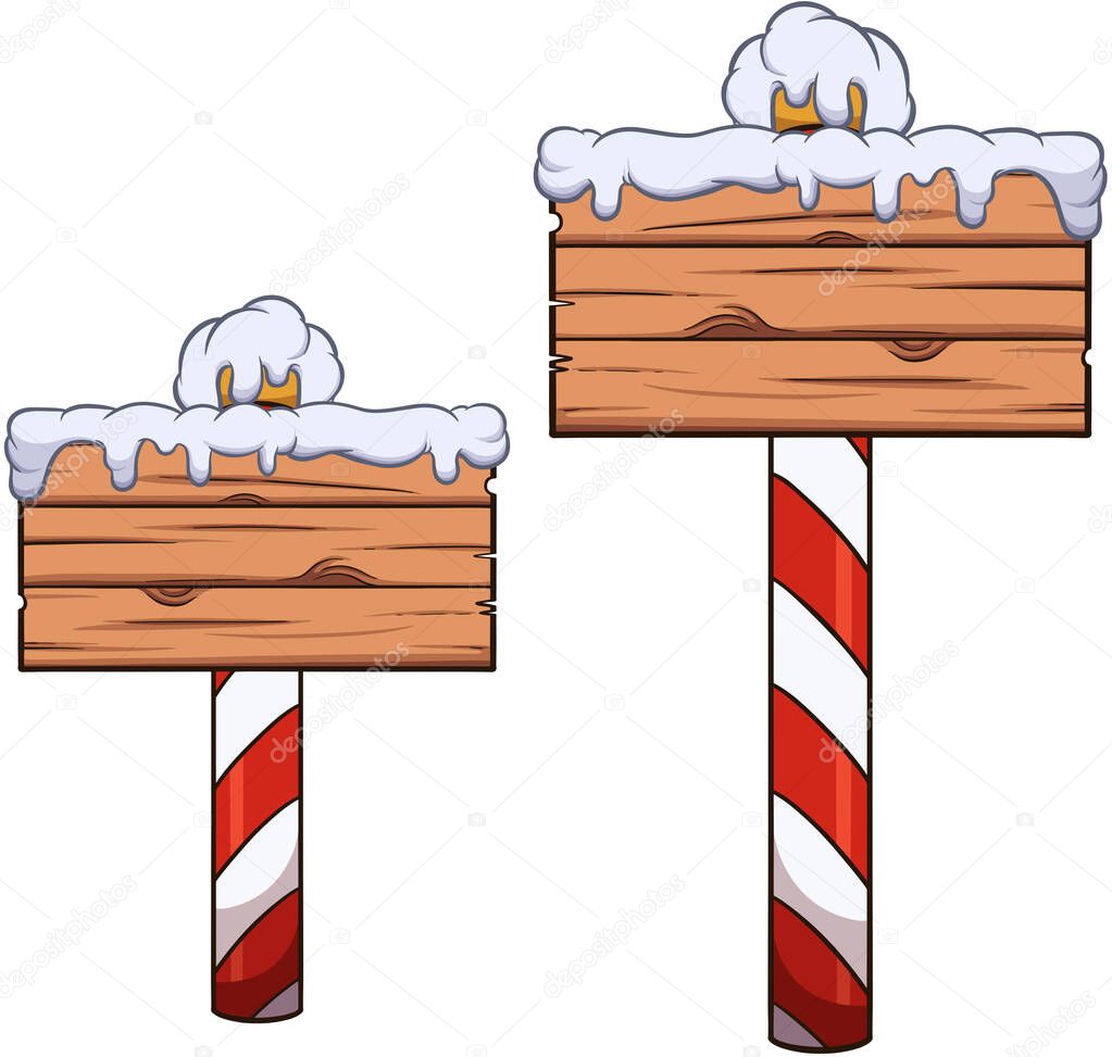 Cartoon Christmas Signs. Vector illustration with simple gradients.
