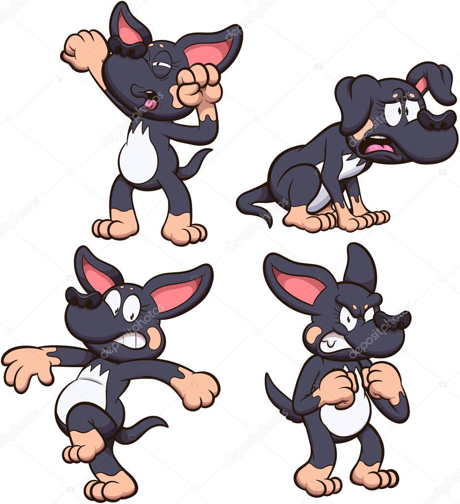 Black Cartoon Chihuahua. Vector illustration with simple gradients.