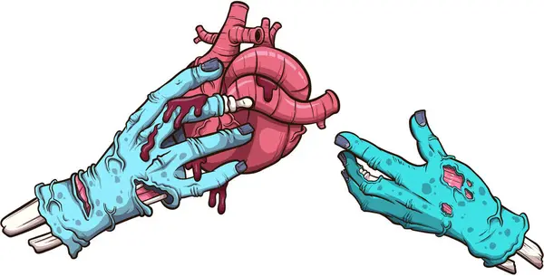 Mano Zombi Dando Corazón Ilustración Vectorial Con Gradientes Simples Ilustración De Stock