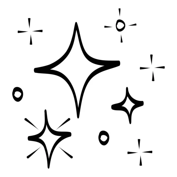 Doodle Készlet Vektor Csillagok Szikrázó Ikon Tiszta Felület Ikon Ragyogó — Stock Vector