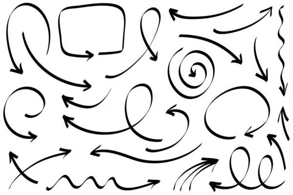 手描きの矢印のセットベクトルドアのデザイン要素 白い背景のイラスト ビジネスインフォグラフィック バナー ウェブ コンセプトデザインのために — ストックベクタ