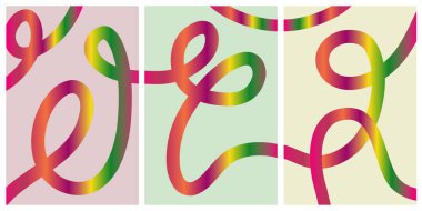 Portföy geometrik tasarımların vektör kümesi. Kapak kitabı sunumunda soyut gökkuşağı grafiksel çember şekli. Minimum broşür düzeni ve modern iş raporları poster şablonu.