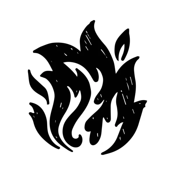 Ícones Fogo Desenhados Mão Fire Flames Icons Vector Desenho Rabiscos — Vetor de Stock