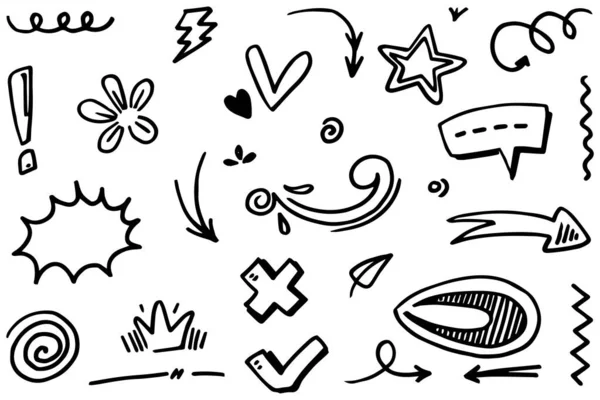 Flèches Abstraites Rubans Feux Artifice Cœurs Foudre Amour Feuille Étoiles — Image vectorielle