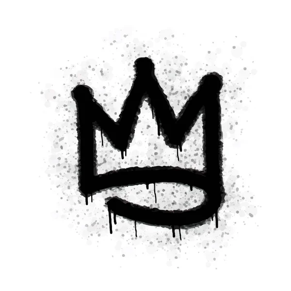 Collection Spray Painted Graffiti Crown Sign Black White Crown Drip — ストックベクタ