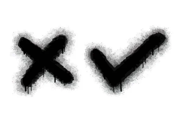 Collection Spray Painted Graffiti Check Mark Black White Symbol Isolated — Image vectorielle