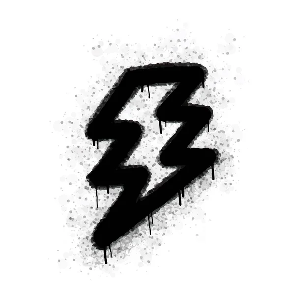 Spray Graffiti Collectie Het Zwart Wit Bliksem Symbool Geïsoleerd Witte — Stockvector