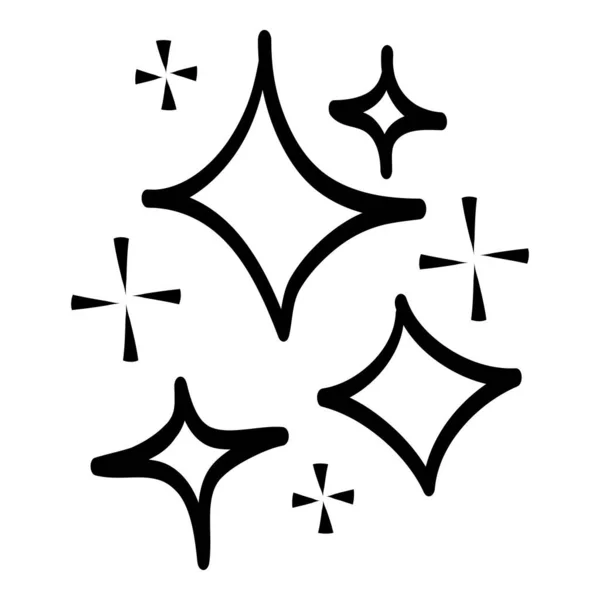Doodle Set Vector Stars Sparkle Icon Καθαρό Εικονίδιο Επιφάνειας Λαμπερό — Διανυσματικό Αρχείο