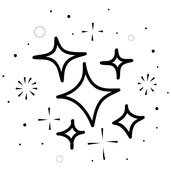 Doodle Conjunto Estrellas Vectoriales Brillan Icono Icono Superficie Limpia Estrellas — Vector de stock