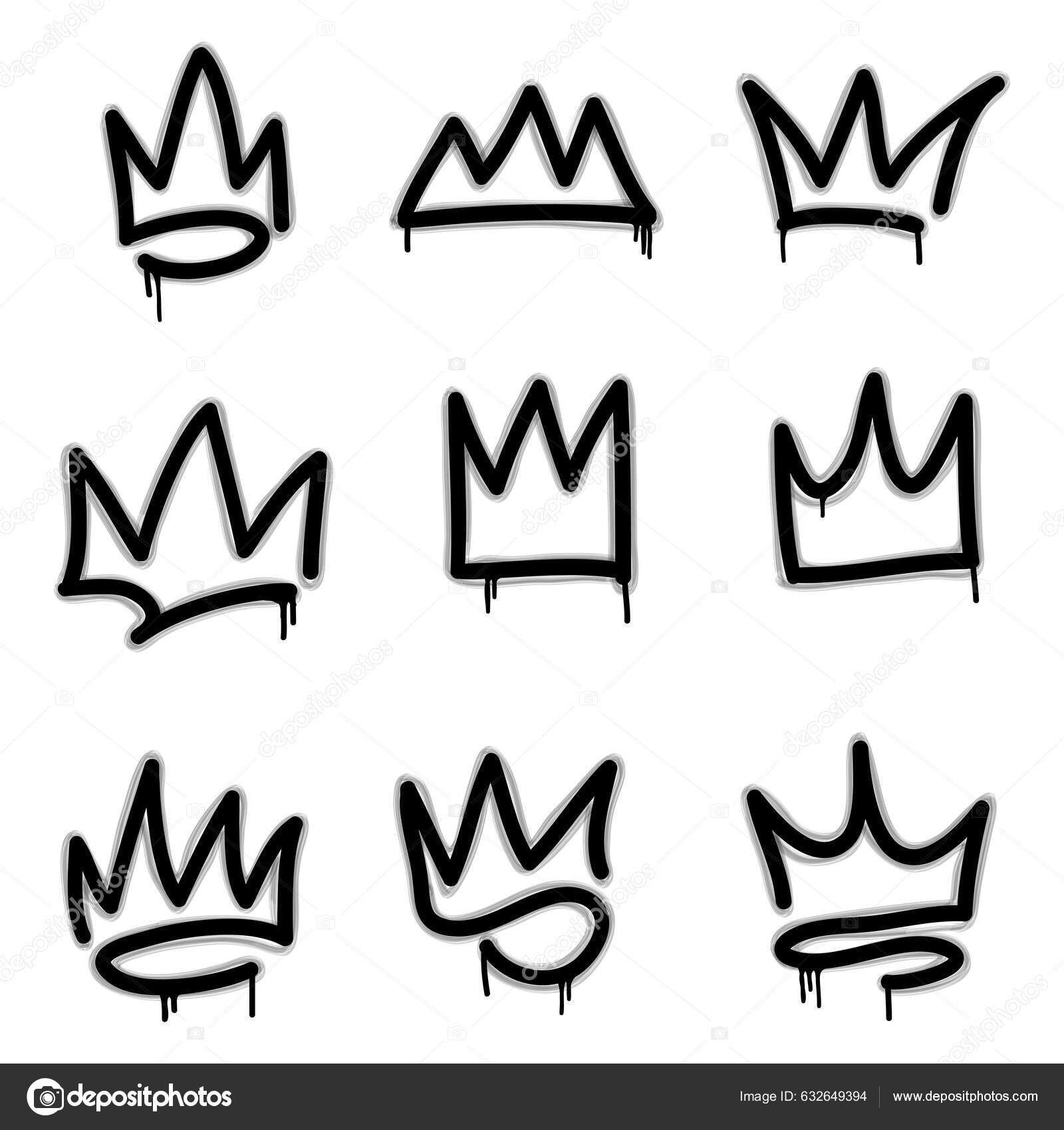 Collection Spray Painted Graffiti Crown Sign Black White Crown Drip ...