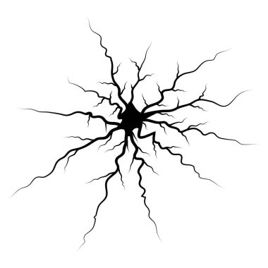 Zemin çatlakları ayarlandı. Deprem ve zemin çatlakları, delik etkisi, Craquelure ve hasarlı duvar dokusu. Vektör illüstrasyonları deprem, çarpma ve yıkım konularında kullanılabilir