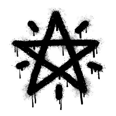 Sprey boyalı Graffiti yıldızı simgesi beyaz arkaplanda izole edildi. vektör illüstrasyonu.
