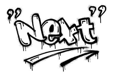 the next word graffiti is sprayed in black on white