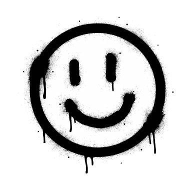 Beyaz arka planda izole edilmiş Sprey Boyalı Graffiti gülen yüz ifadesi. vektör illüstrasyonu.