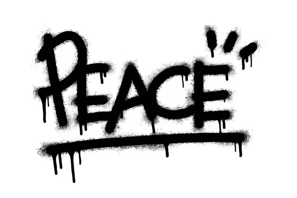 Spray Tinta Graffiti Símbolo Paz Preto Sobre Branco Gotas Pulverizadas — Vetor de Stock